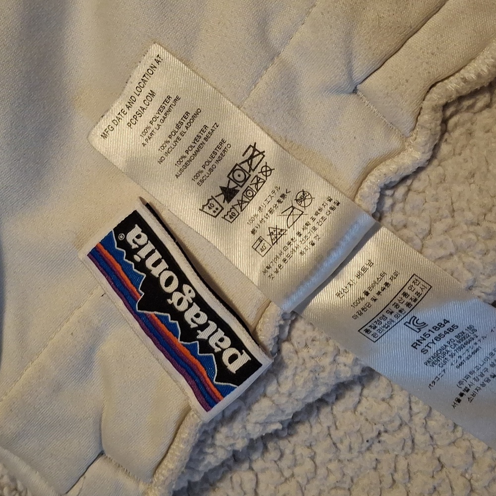 Girls Patagonia White Fleece Jacket - Picture 5 of 9